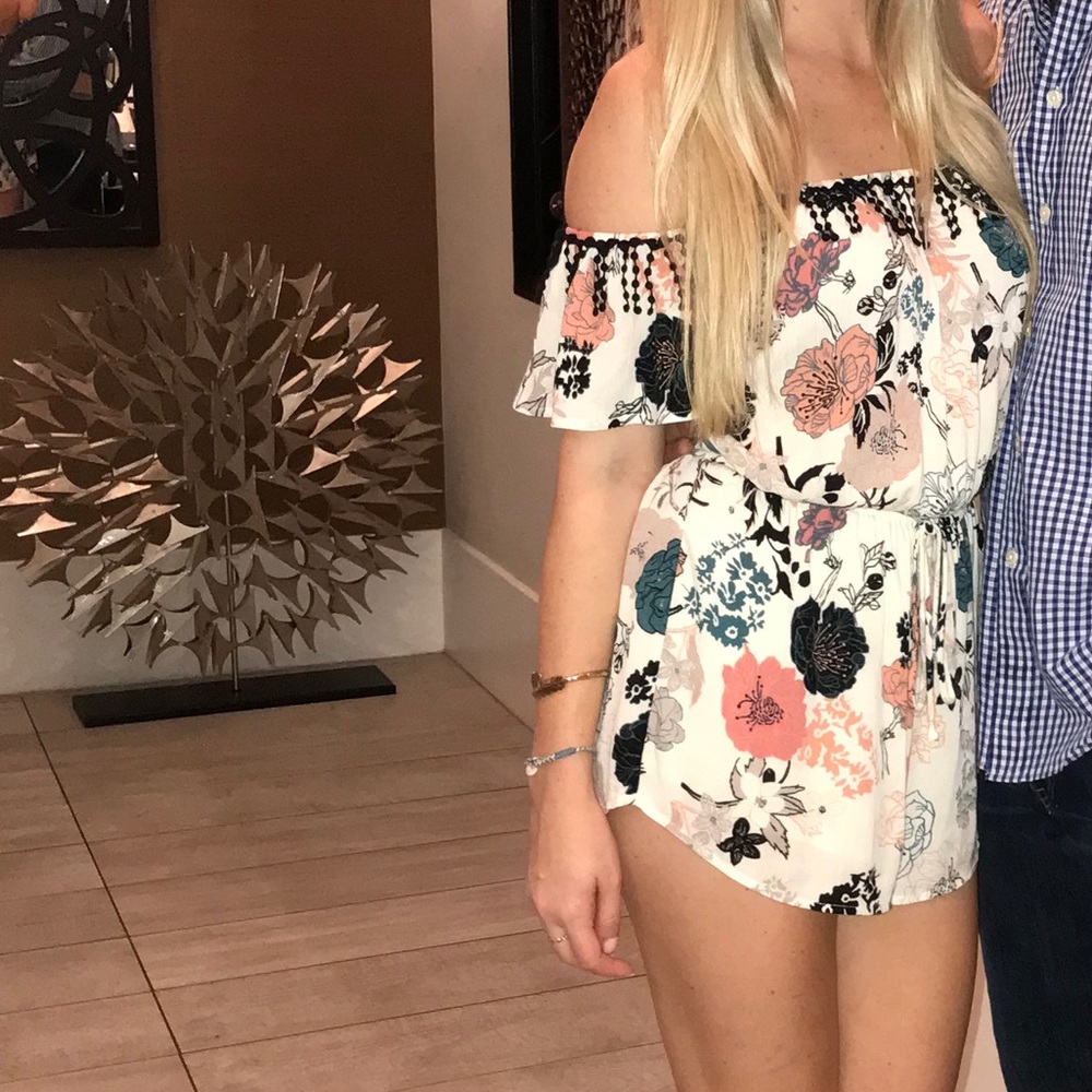 Floral romper with fringe
